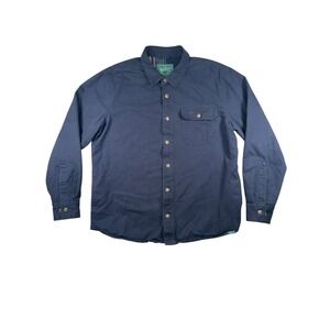 Woolrich Flannel Lined Button-Up Long-Sleeve Shacket Jacket Mens Large navy blue